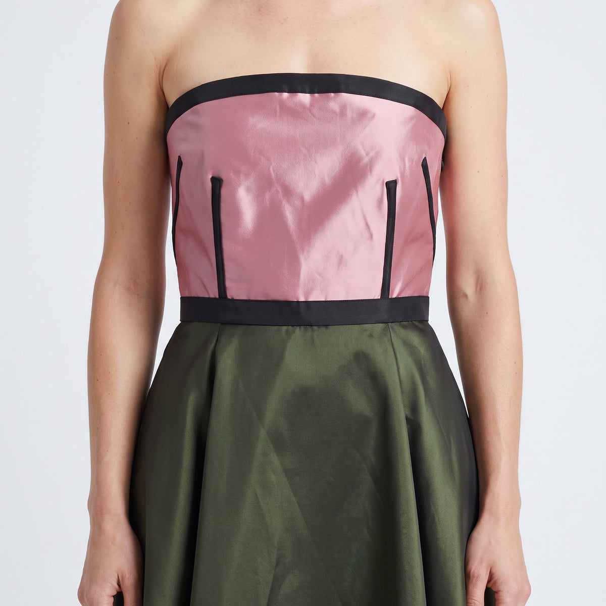 Colorblocked Strapless A-Line Dress
