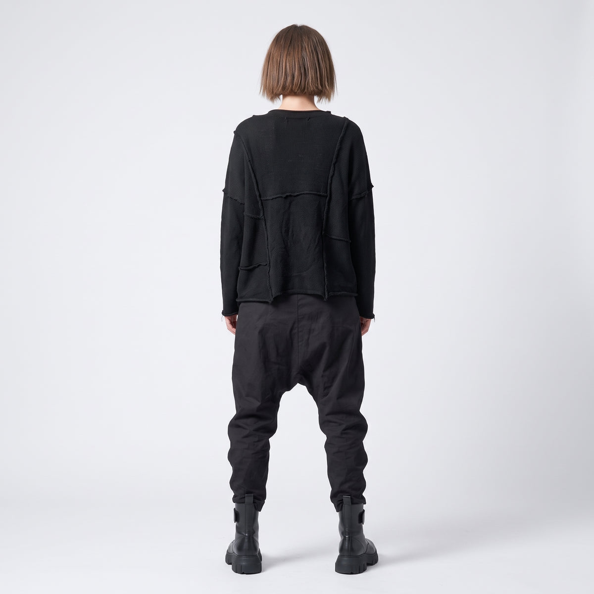 Black Cargo Drop Crotch Pants