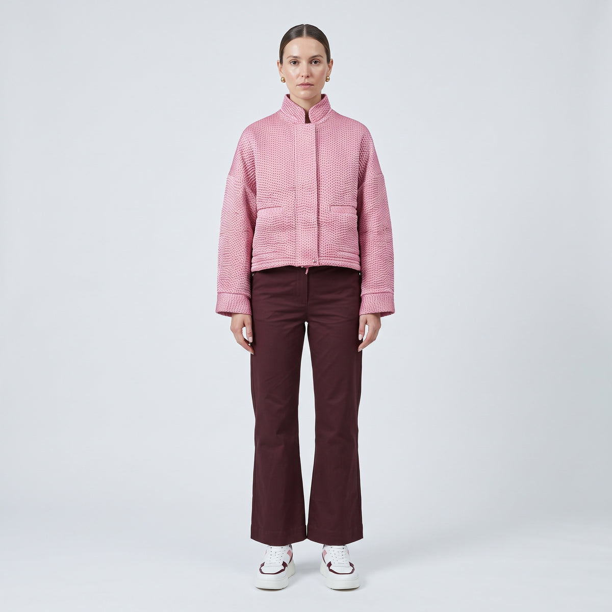 Tailored Burgundy Cropped Trousers