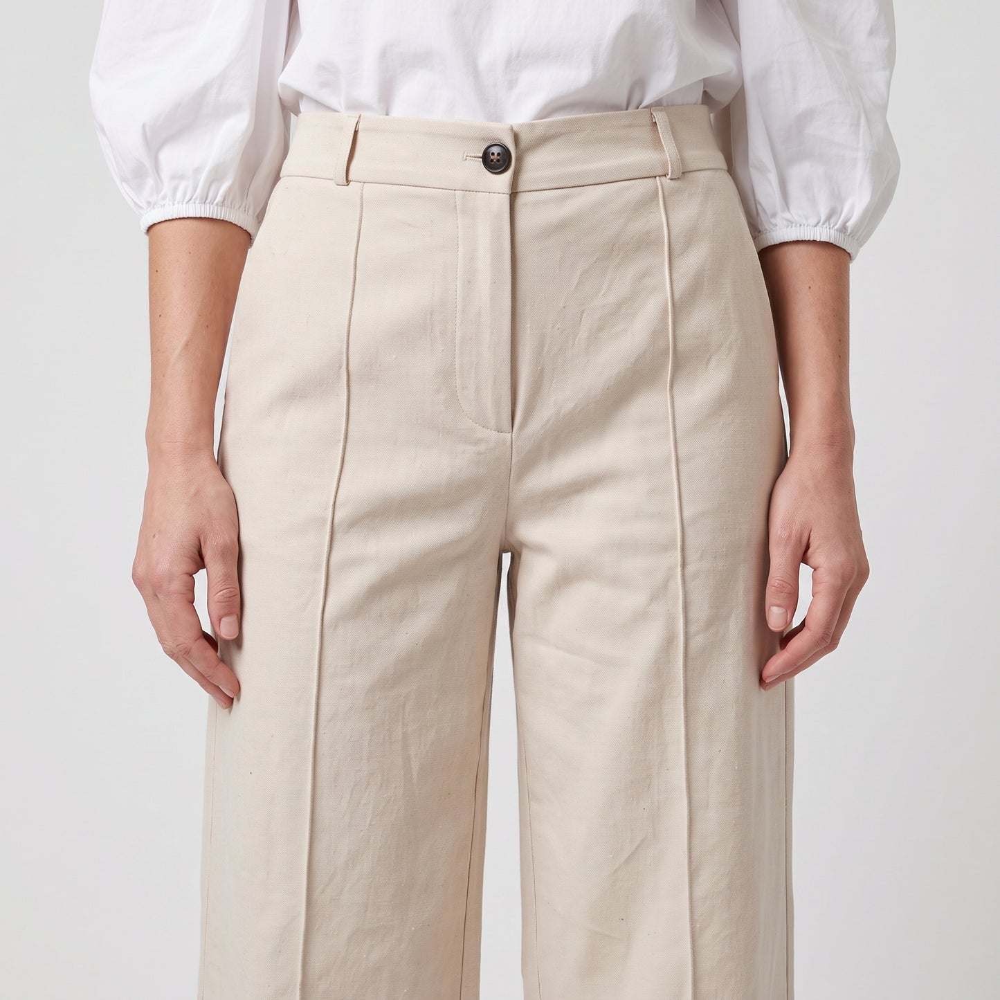 Tailored Cream Wide Leg Trousers