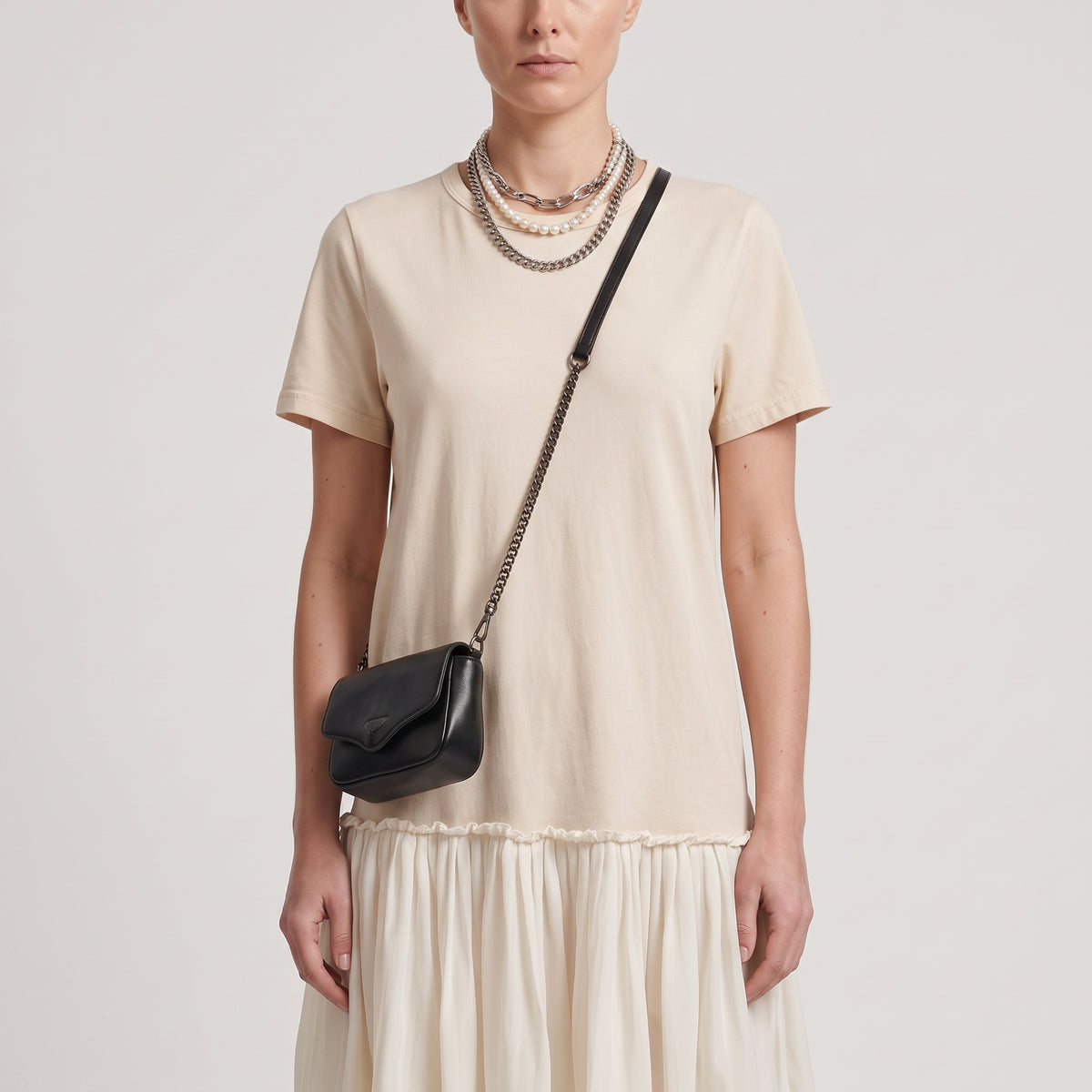 Cream Cotton Drop Waist Dress