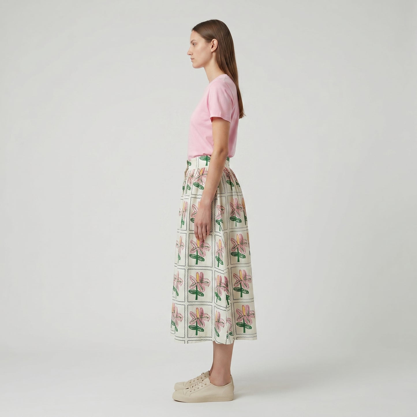 Floral Print Midi Skirt
