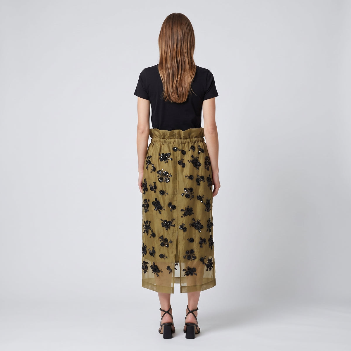 Embellished Sheer Midi Skirt