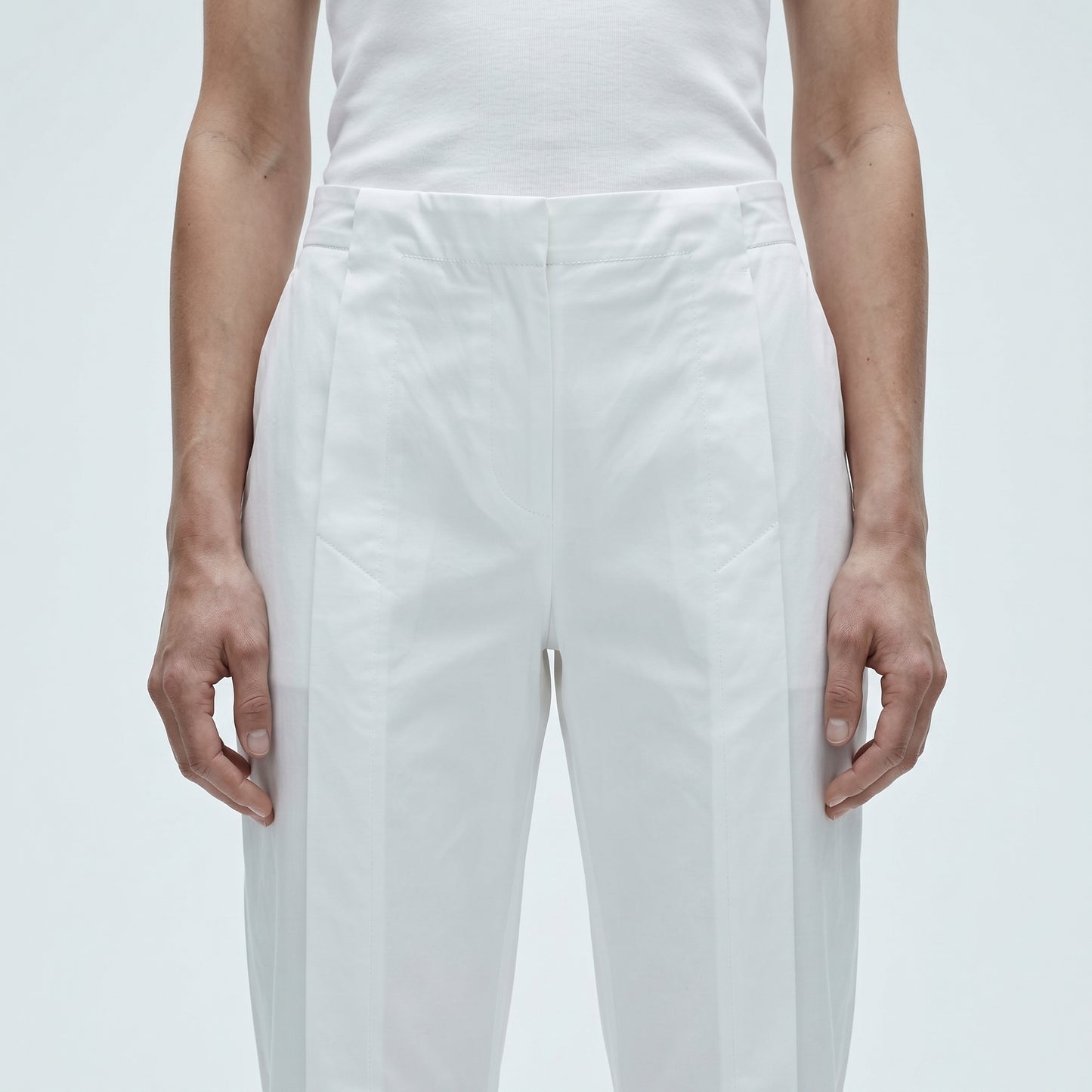 Tailored White Pleated Trousers
