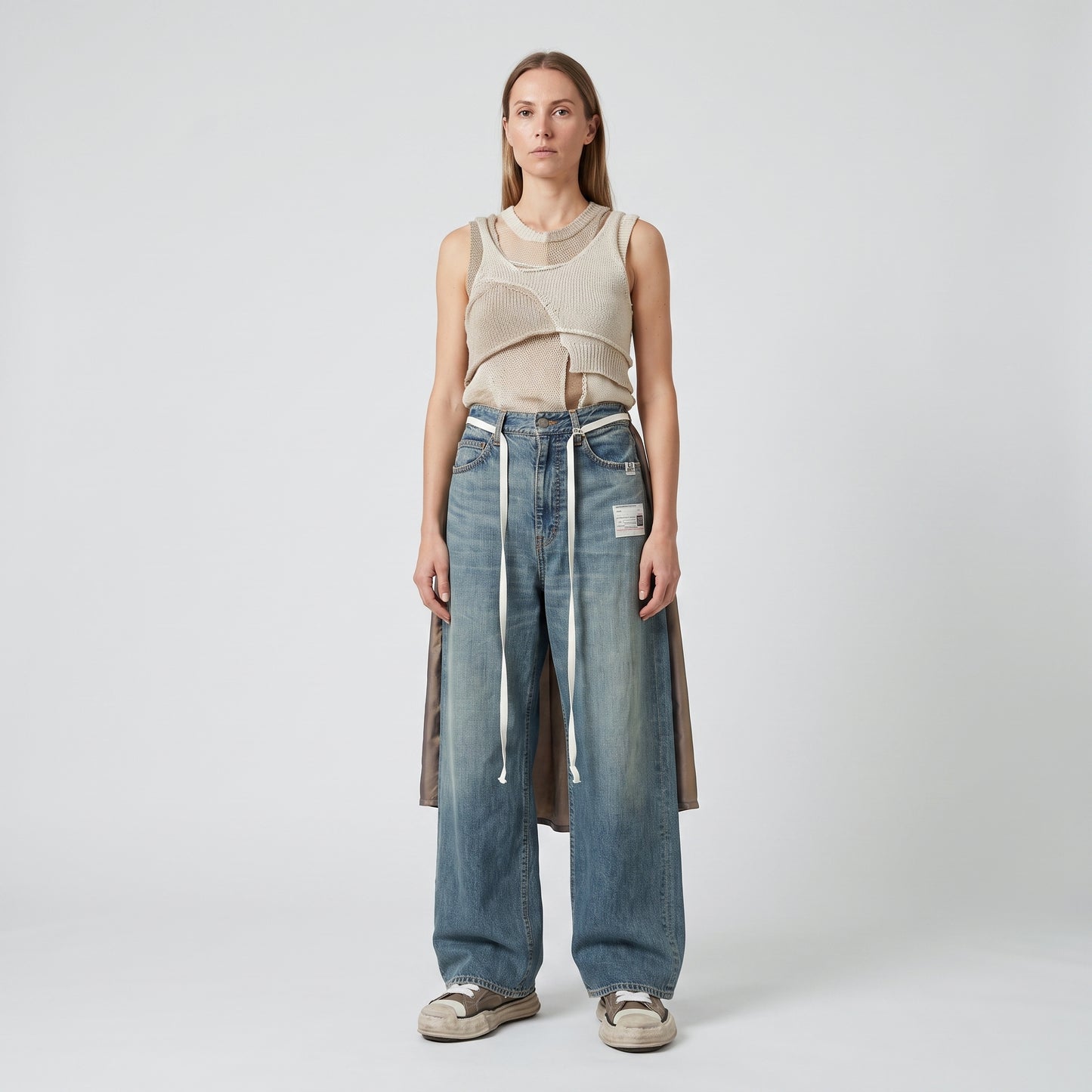 Wide Leg Distressed Denim Jeans