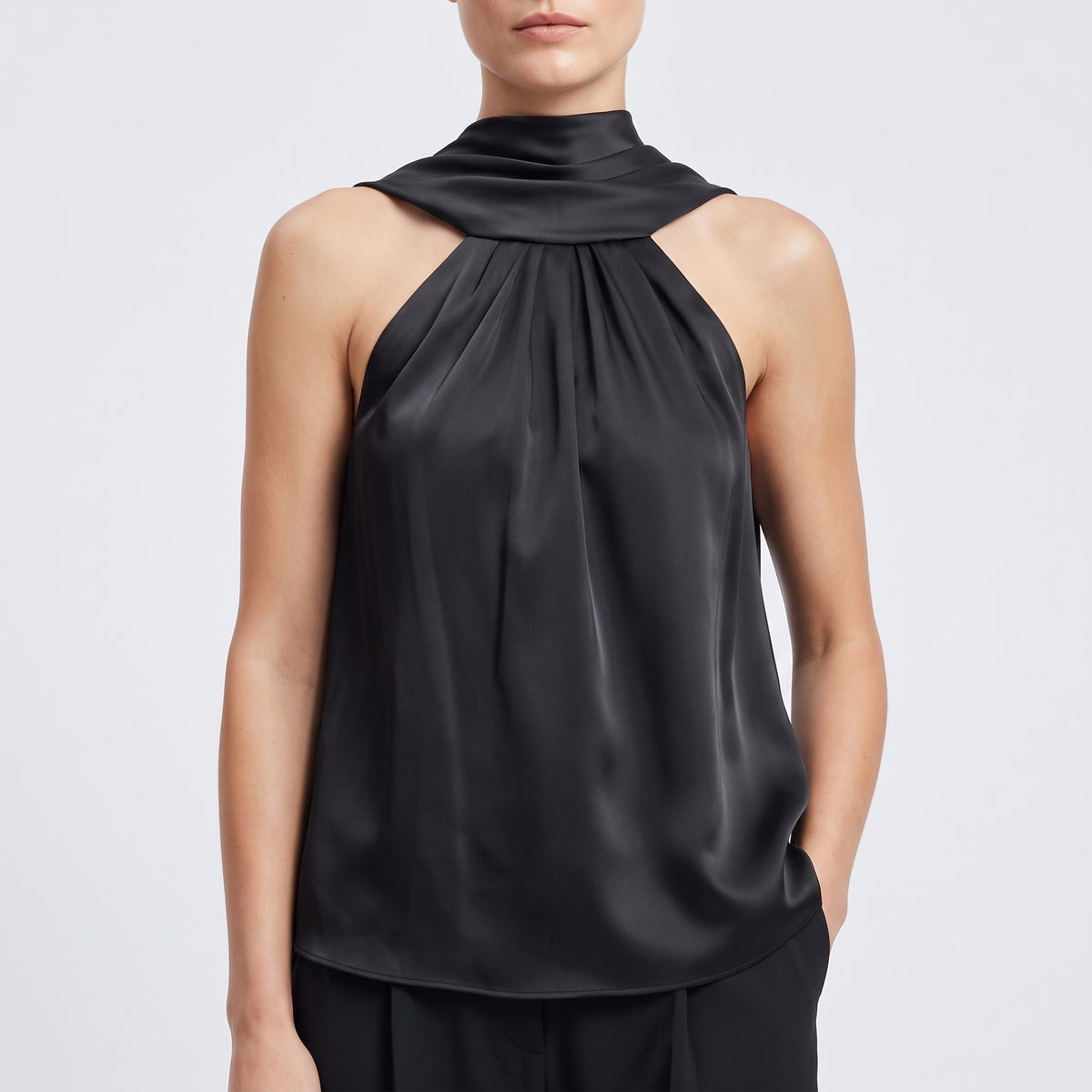 Satin High Neck Halter Top