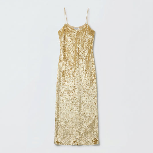 Metallic Crushed Velvet Slip Dress