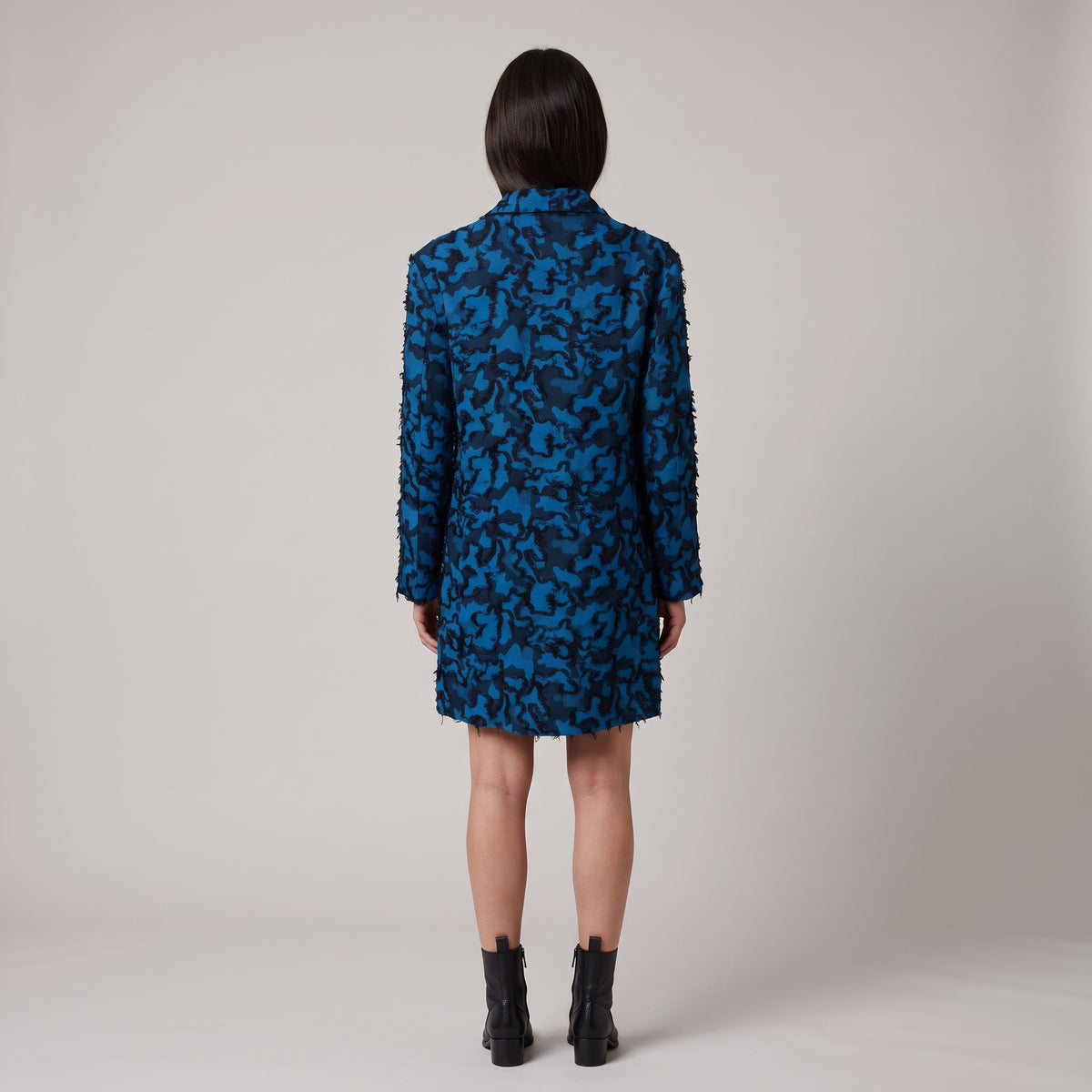 Textured Blue Fringed Jacket