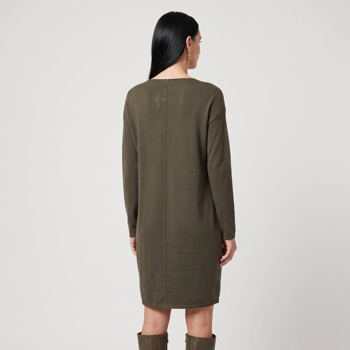Olive V-Neck Knit Tunic