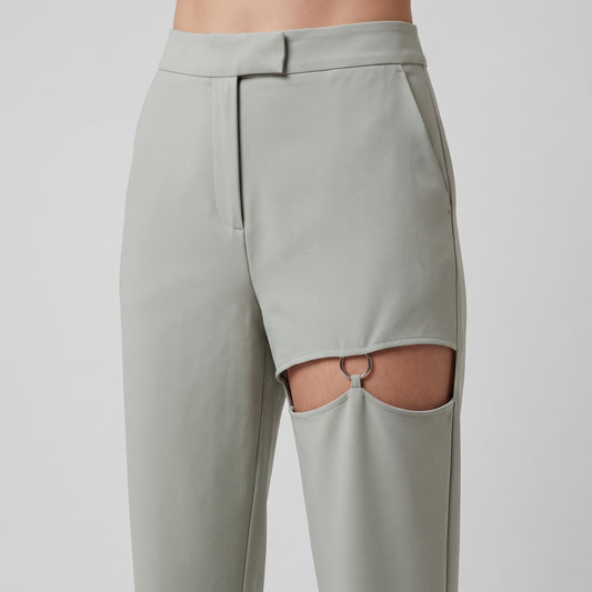 Cut-Out Detail Tailored Trousers