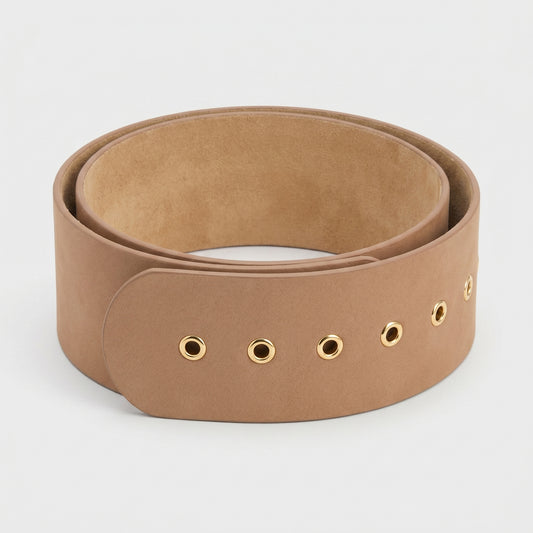 Wide Leather Grommet Belt