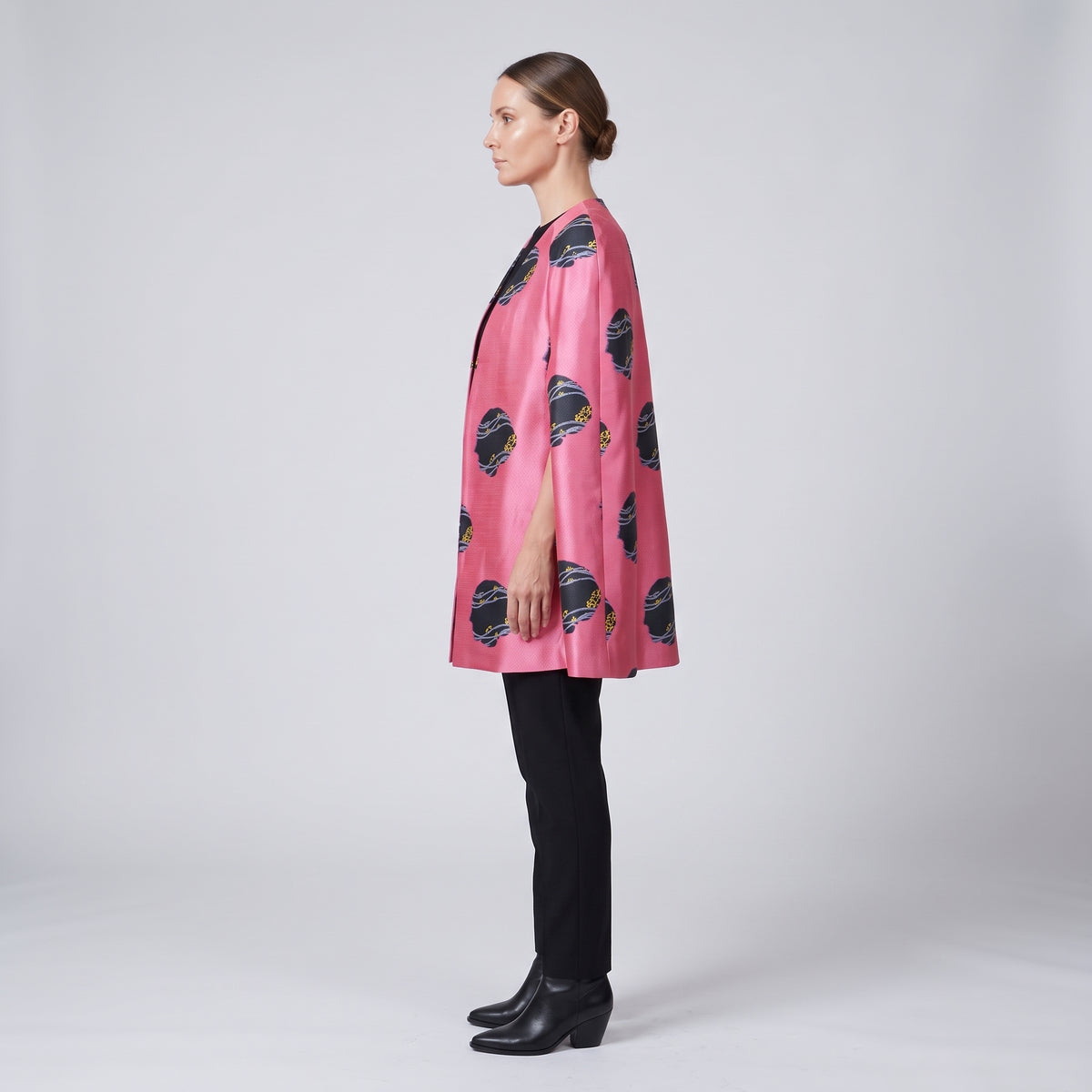 Graphic Print Pink Cape Jacket