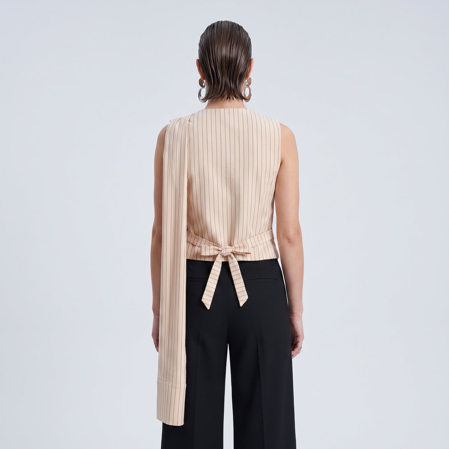 Tailored Striped Asymmetric Vest