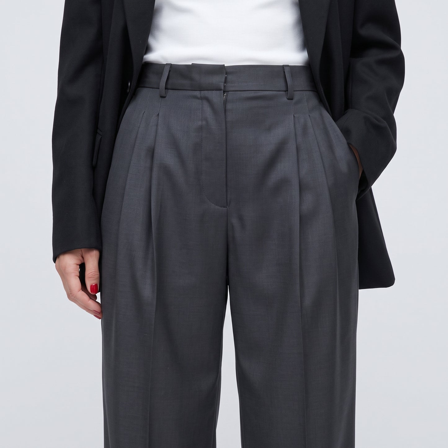 Tailored Charcoal Pleated Trousers