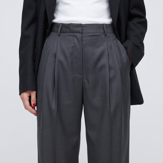 Tailored Charcoal Pleated Trousers