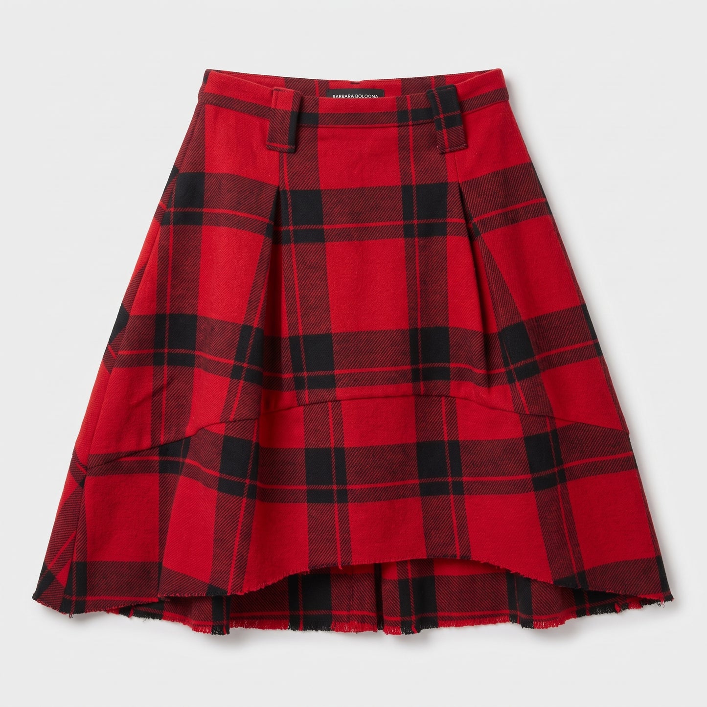 Red Tartan High-Low Skirt