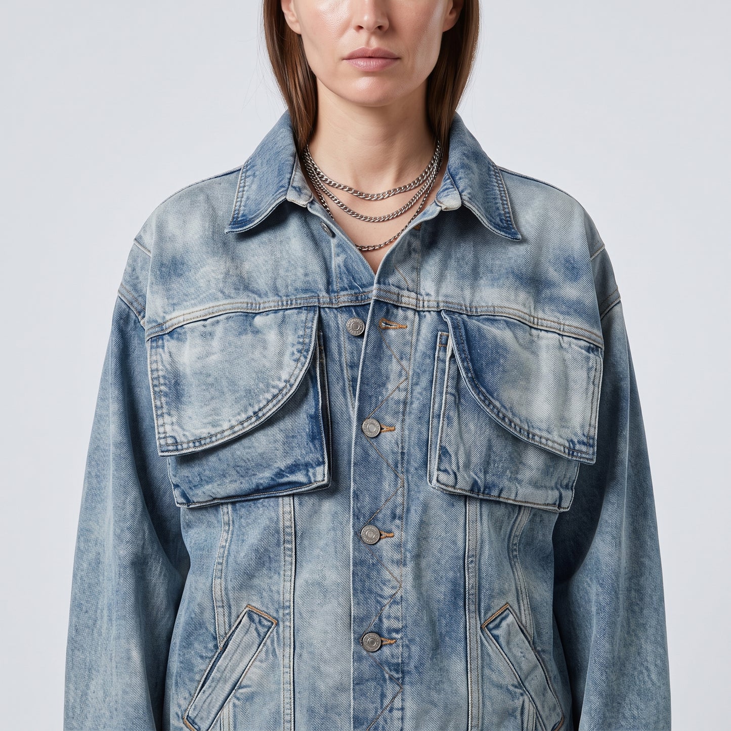 Distressed Light Wash Denim Jacket