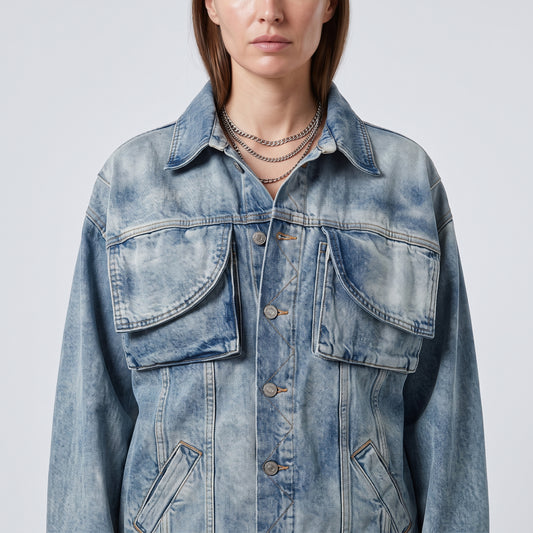 Distressed Light Wash Denim Jacket
