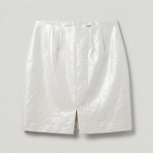 Metallic White Mini Skirt