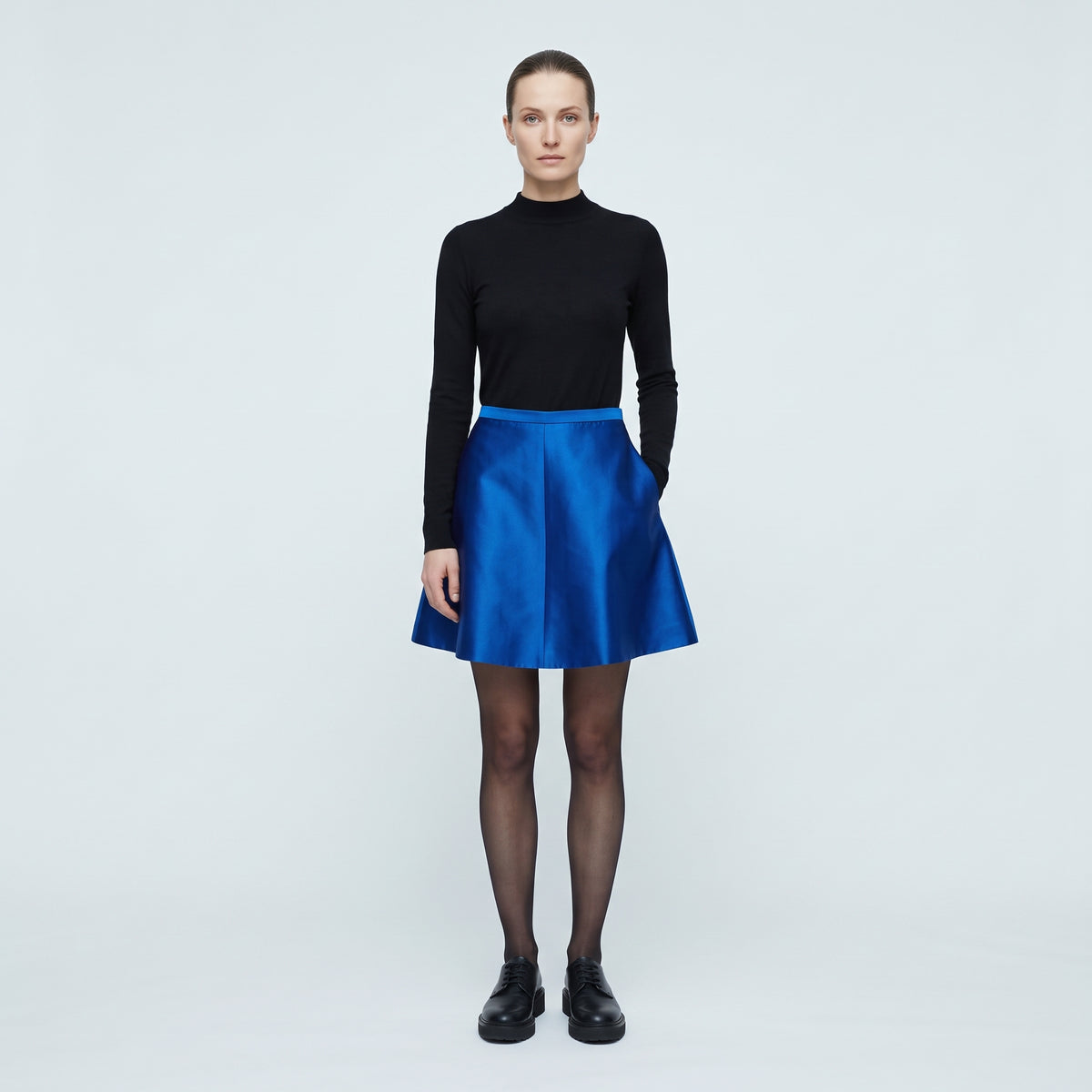 Electric Blue Satin Mini Skirt