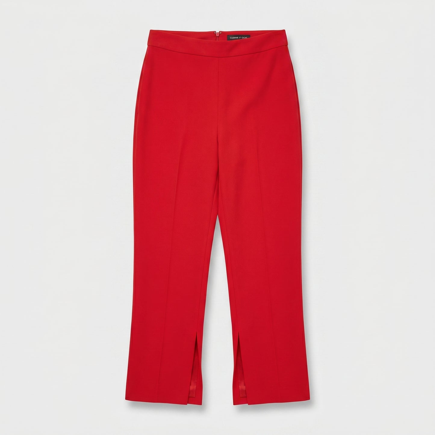 Vibrant Red Split-Hem Trousers