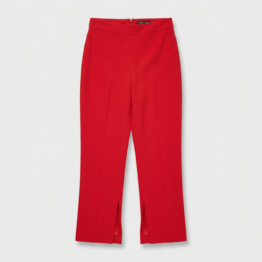 Vibrant Red Split-Hem Trousers