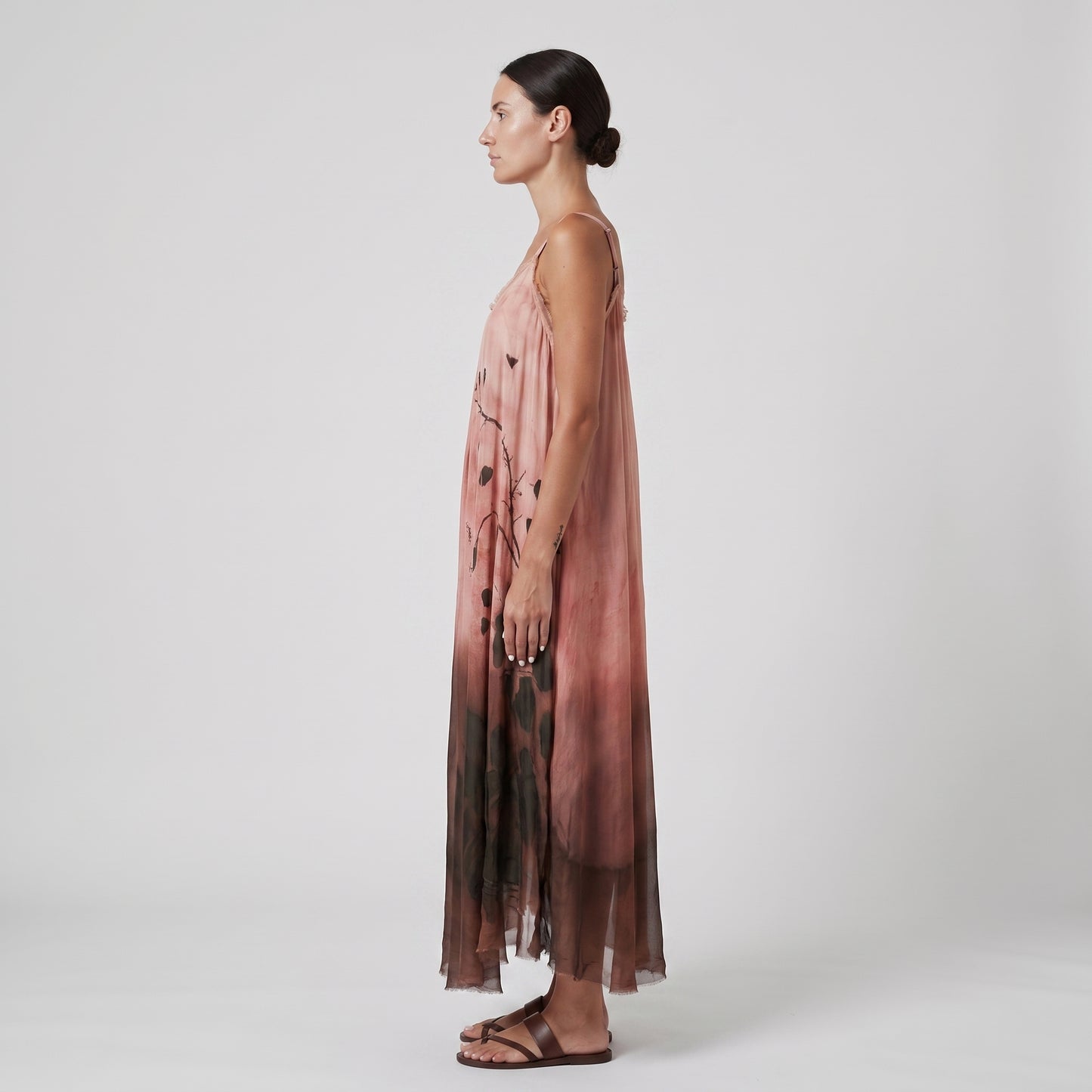 Botanical Print Ombré Slip Dress