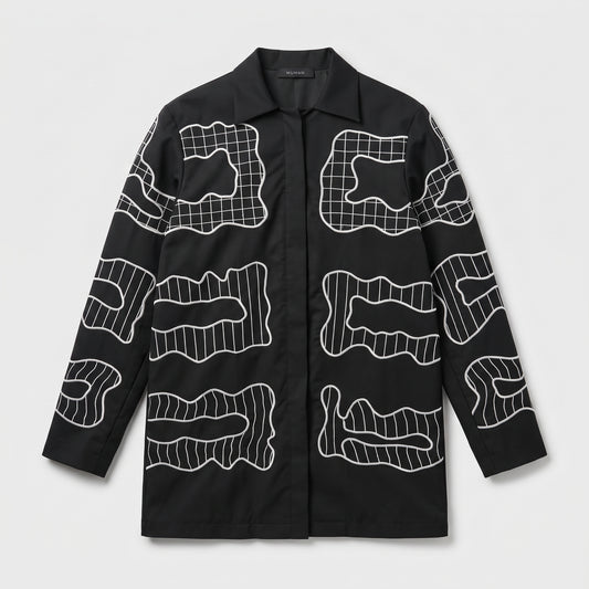 Embroidered Graphic Structured Jacket