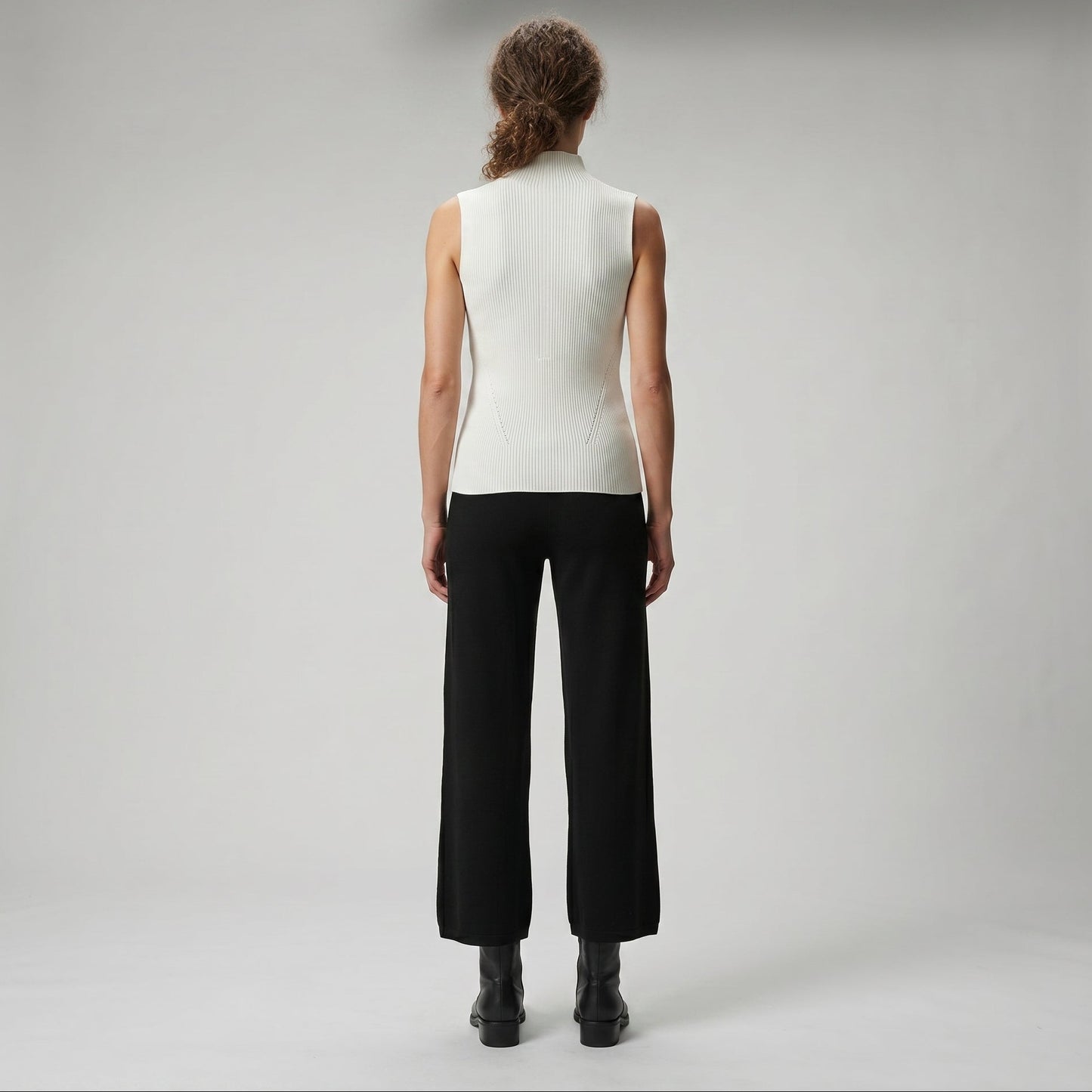 Sleeveless Ribbed Mock Neck Top