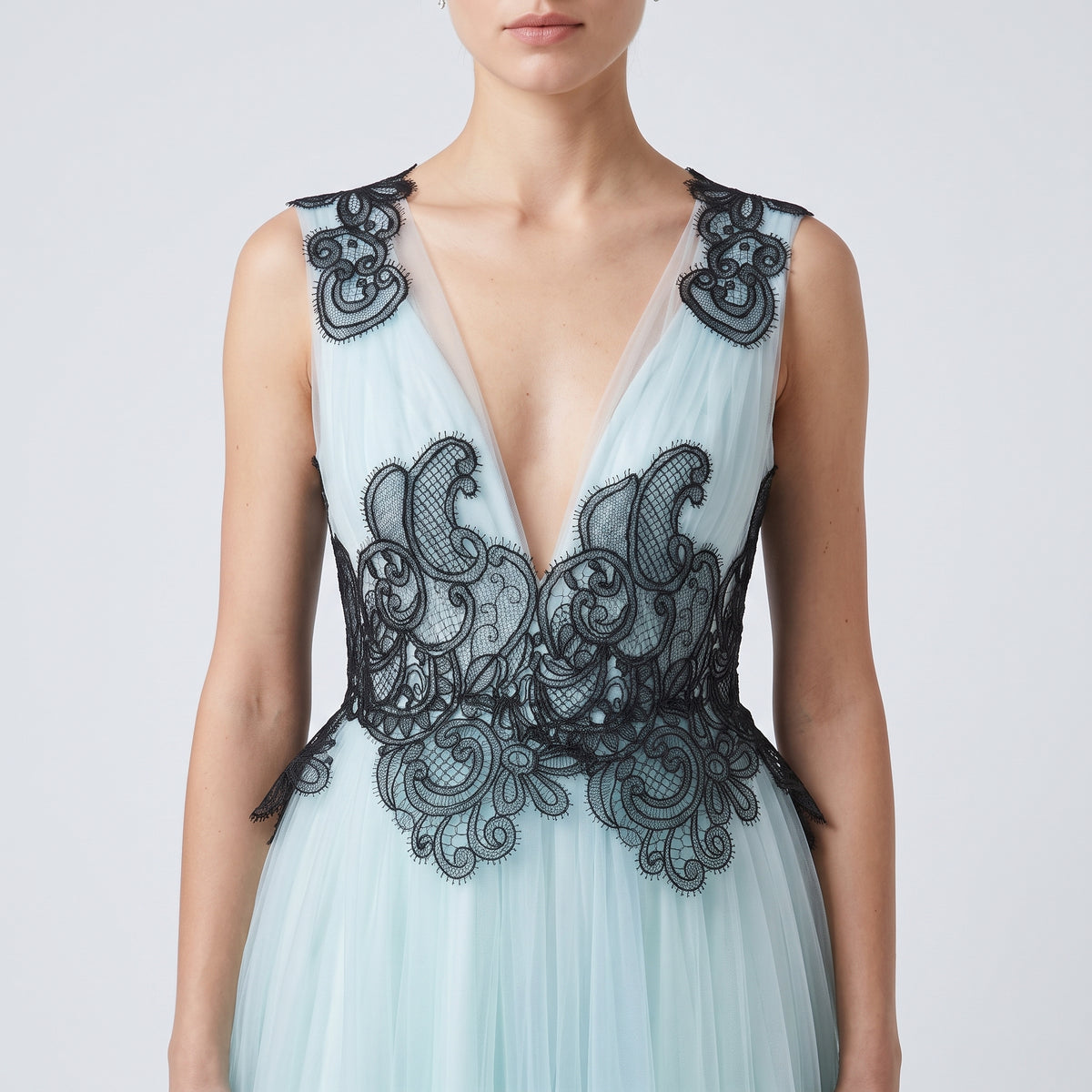 Ethereal Lace Embellished Tulle Gown