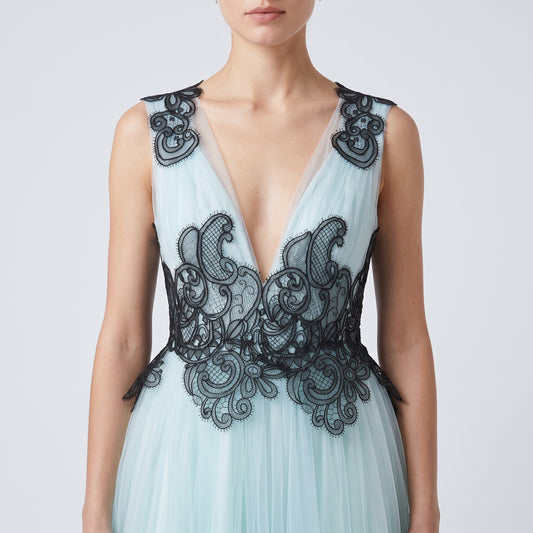 Ethereal Lace Embellished Tulle Gown