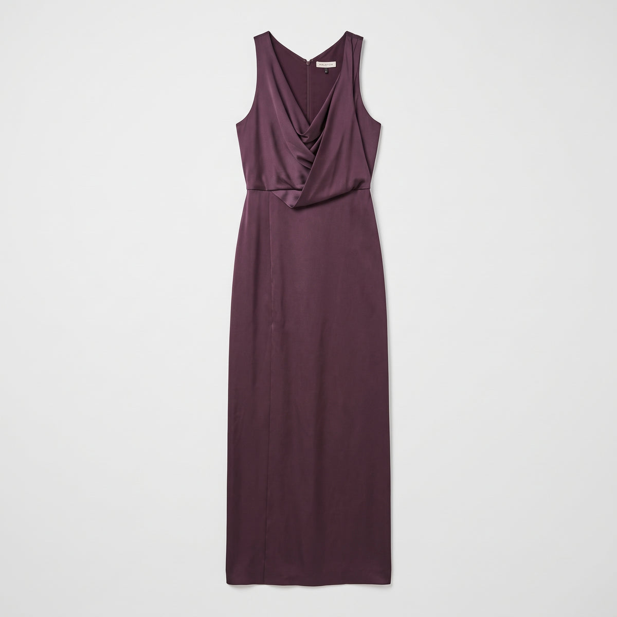 Draped Satin Midi Evening Dress