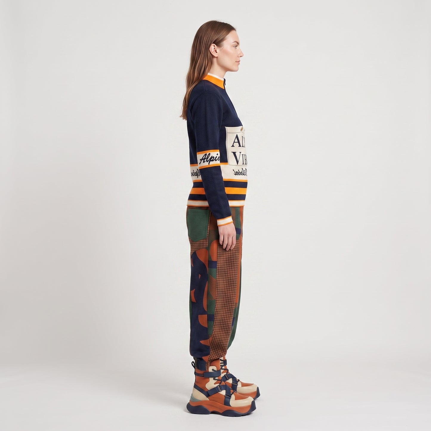 Graphic Quarter-Zip Knit Pullover