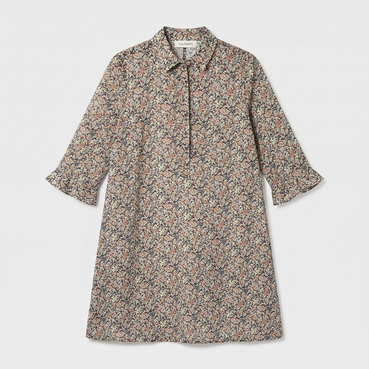 Floral Print Ruffle Sleeve Dress