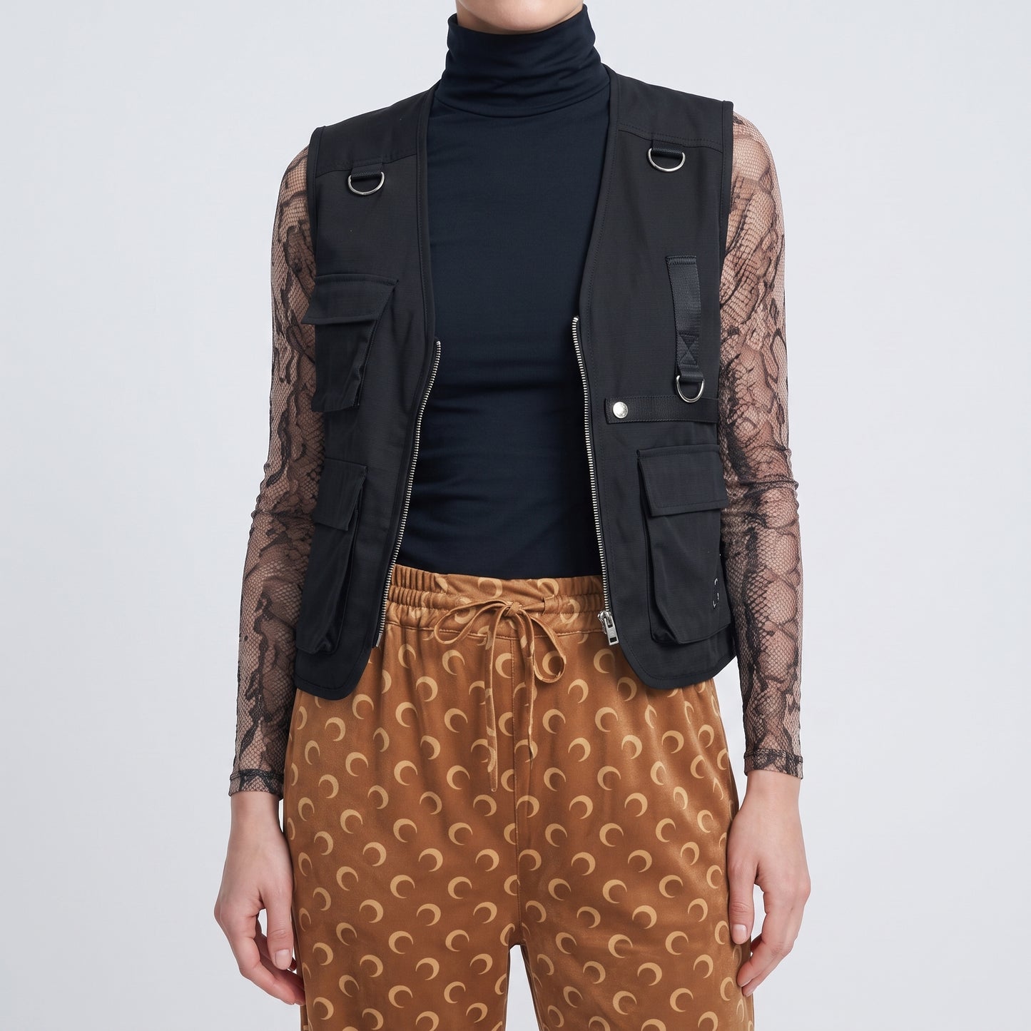 Monogram Print Drawstring Trousers