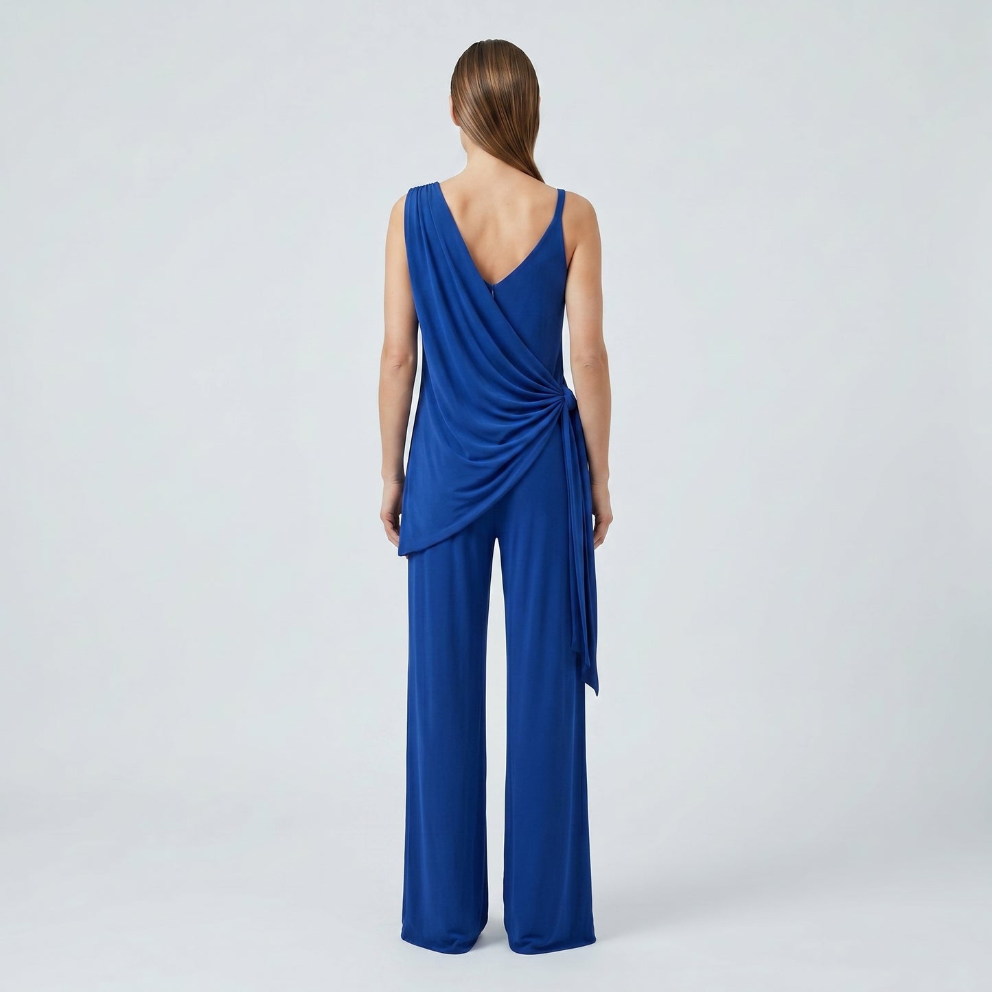 Asymmetric Draped Wide-Leg Jumpsuit
