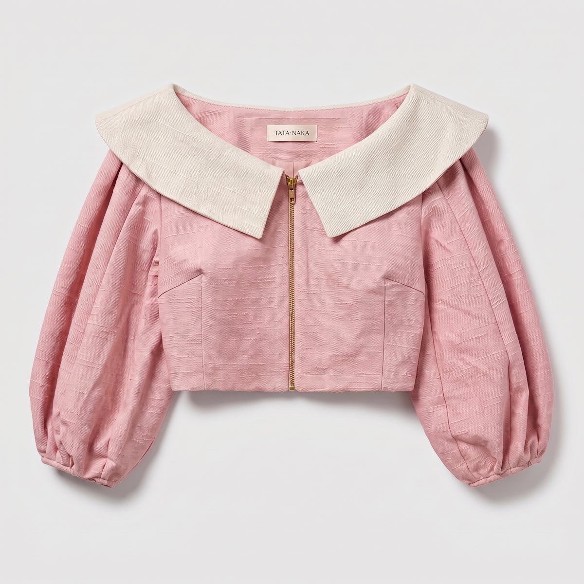 Pink Cropped Collared Jacket