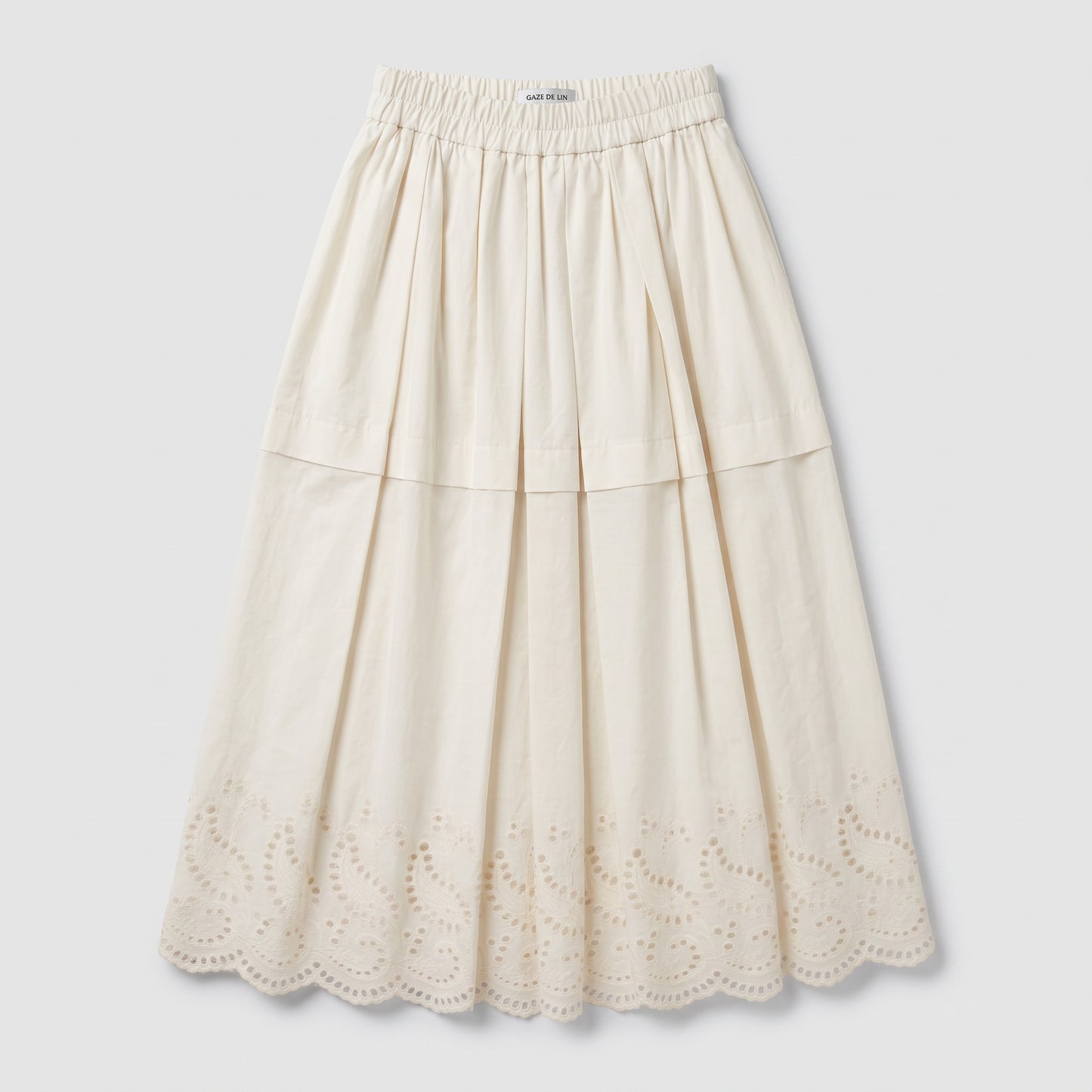 Pleated Embroidered Midi Skirt