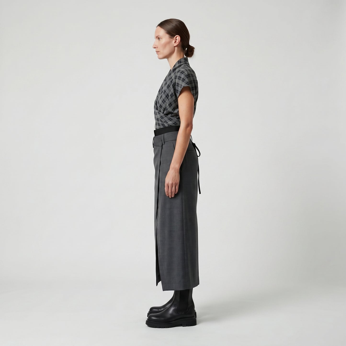 Double Waistband Midi Wrap Skirt