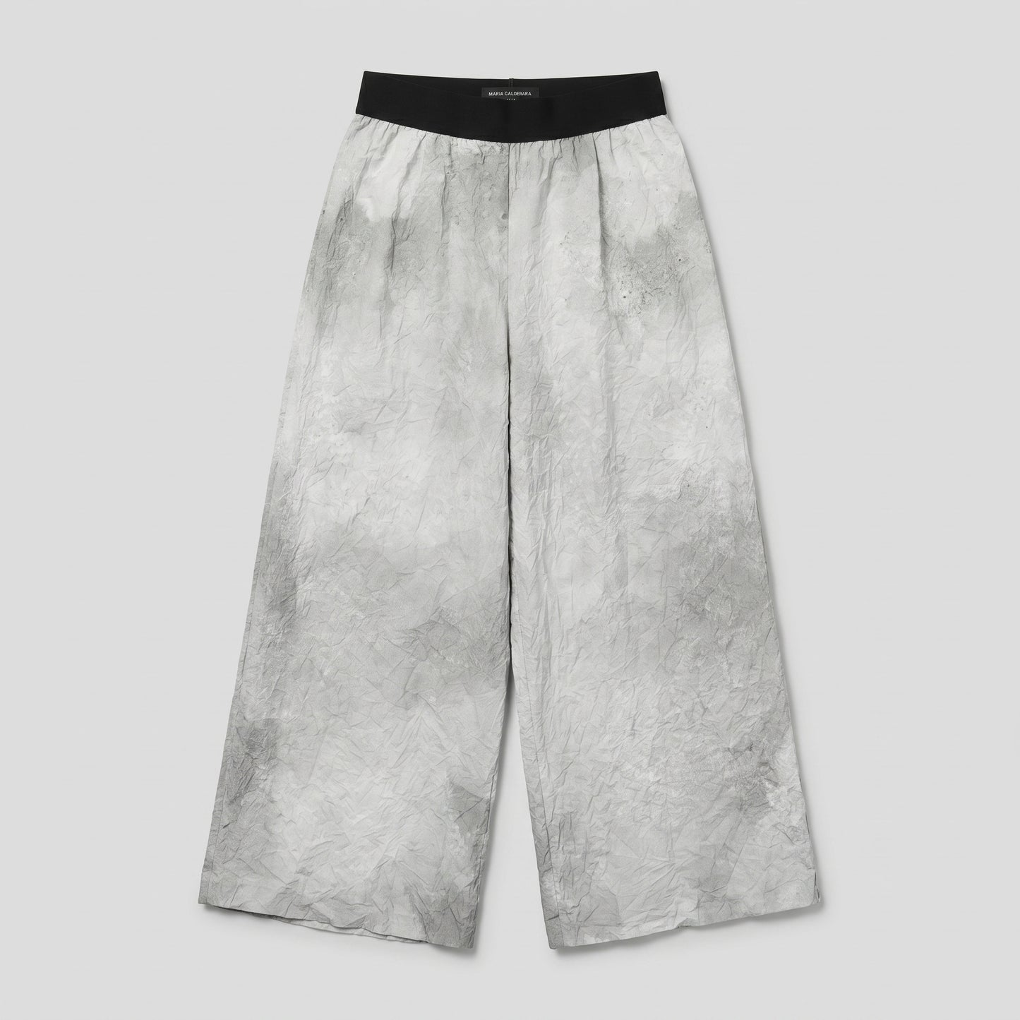 Grey Textured Wide-Leg Trousers
