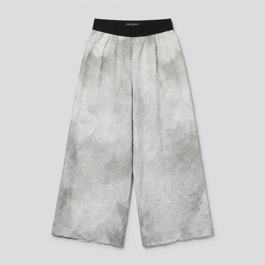 Grey Textured Wide-Leg Trousers