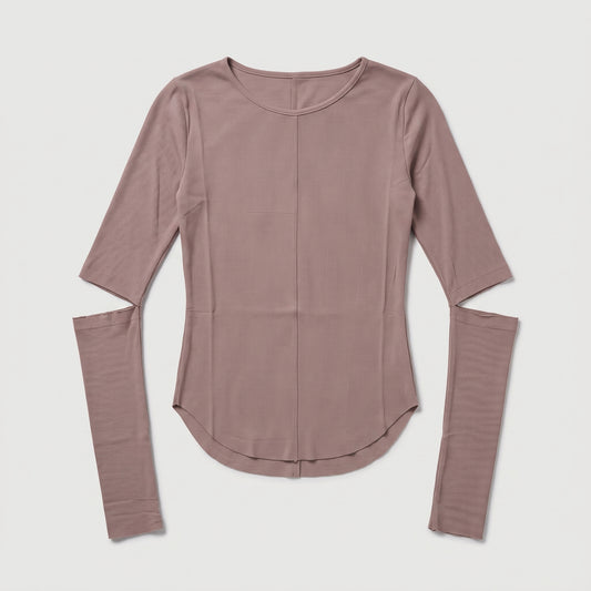 Ribbed Cutout Sleeve Top