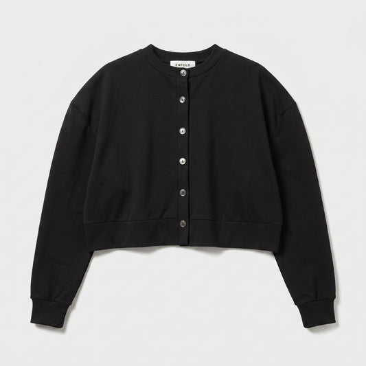 Minimalist Black Cropped Cardigan