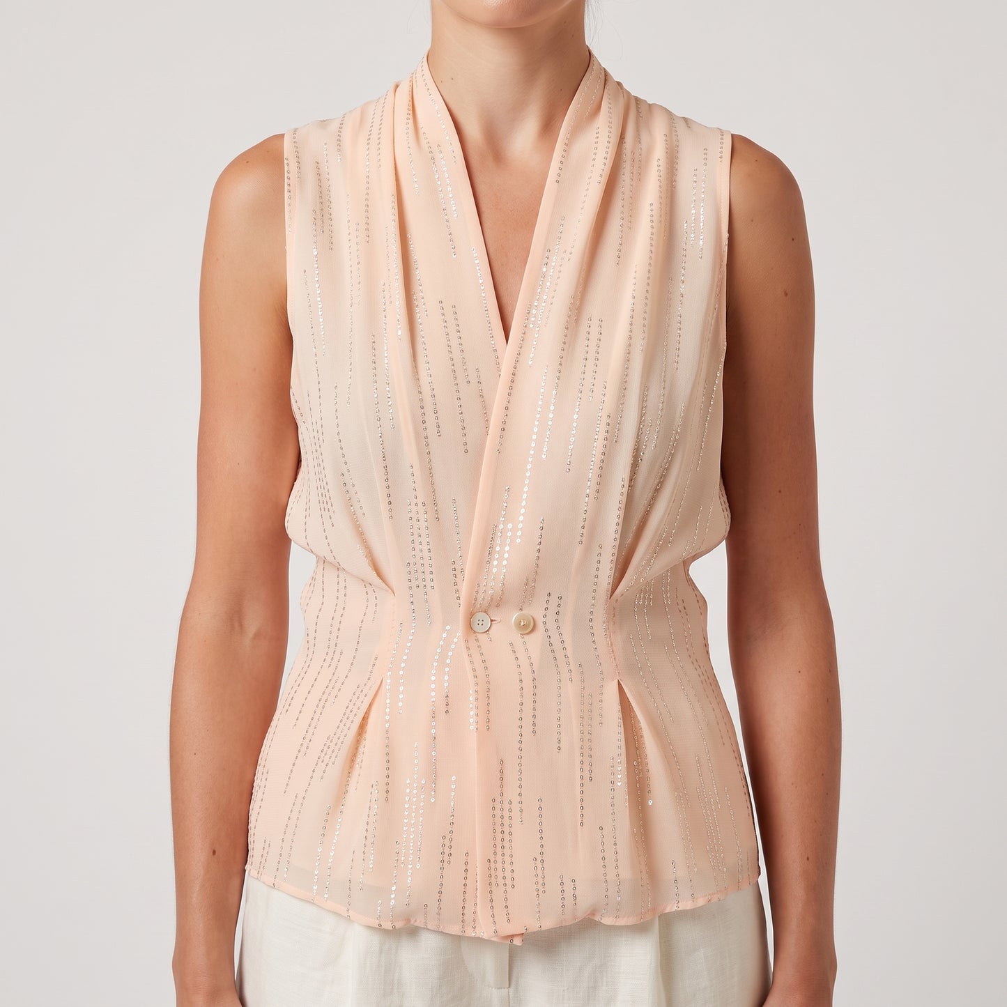 Shimmering Pleated Tailored Vest