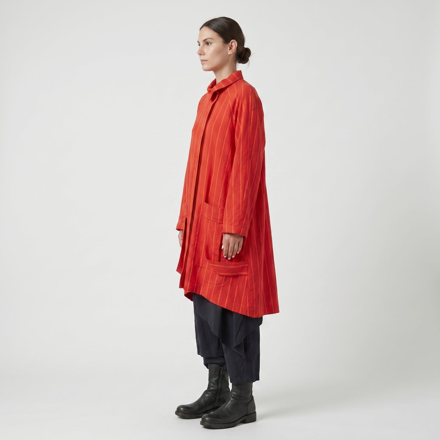 Red Striped Oversized Coat