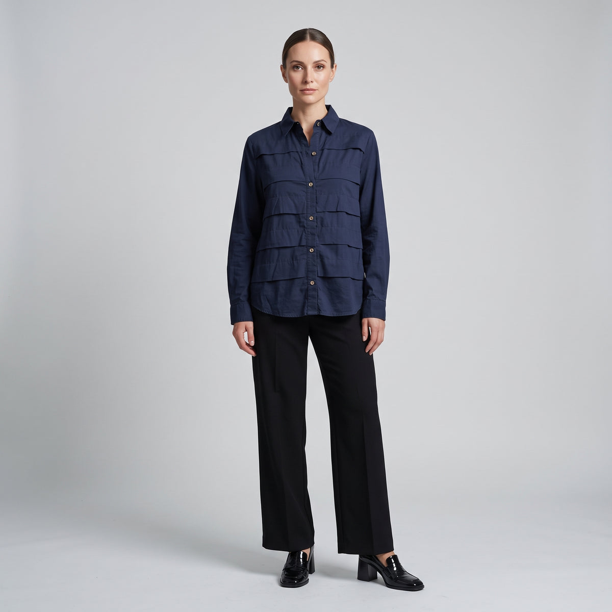 Layered Navy Button-Down Shirt