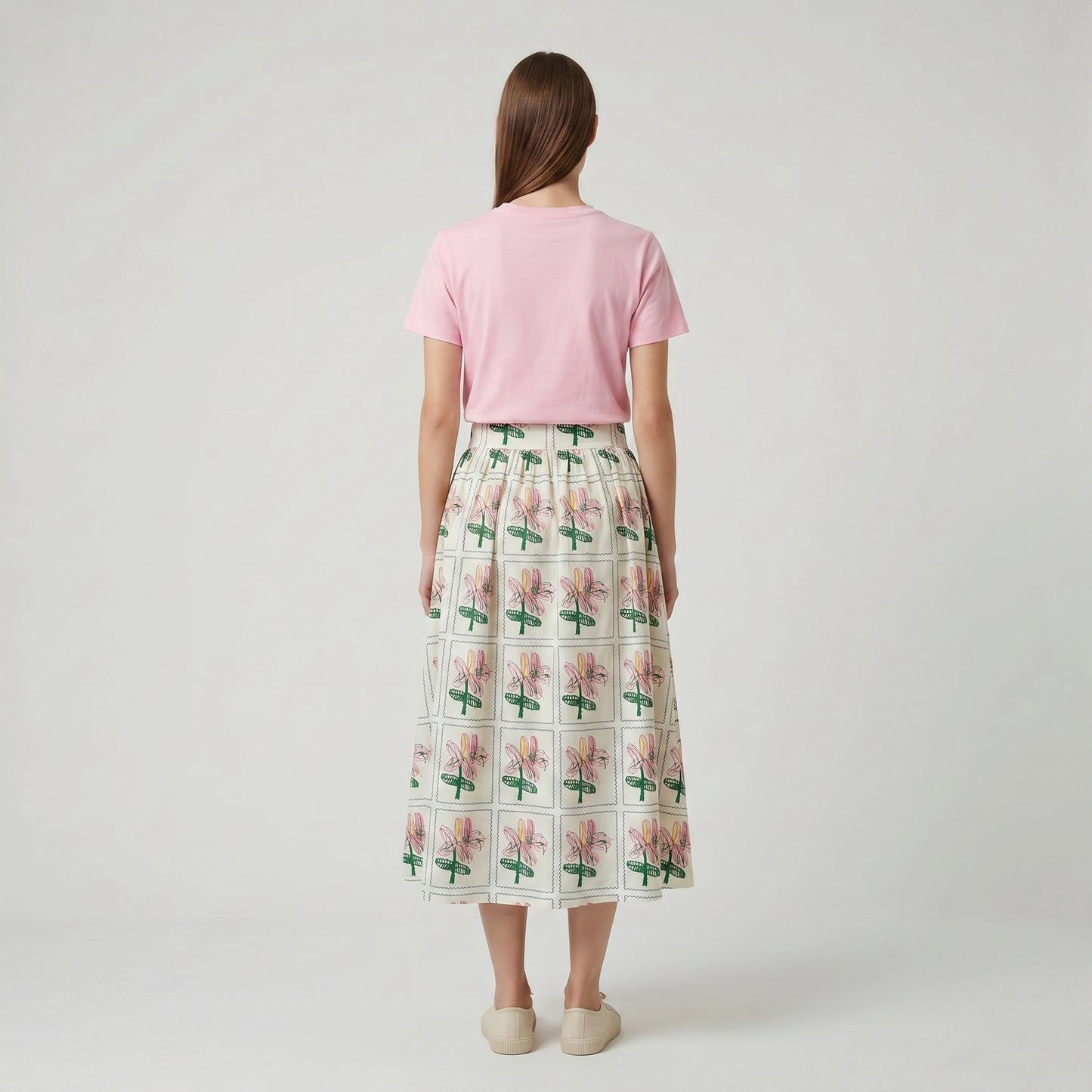 Floral Print Midi Skirt