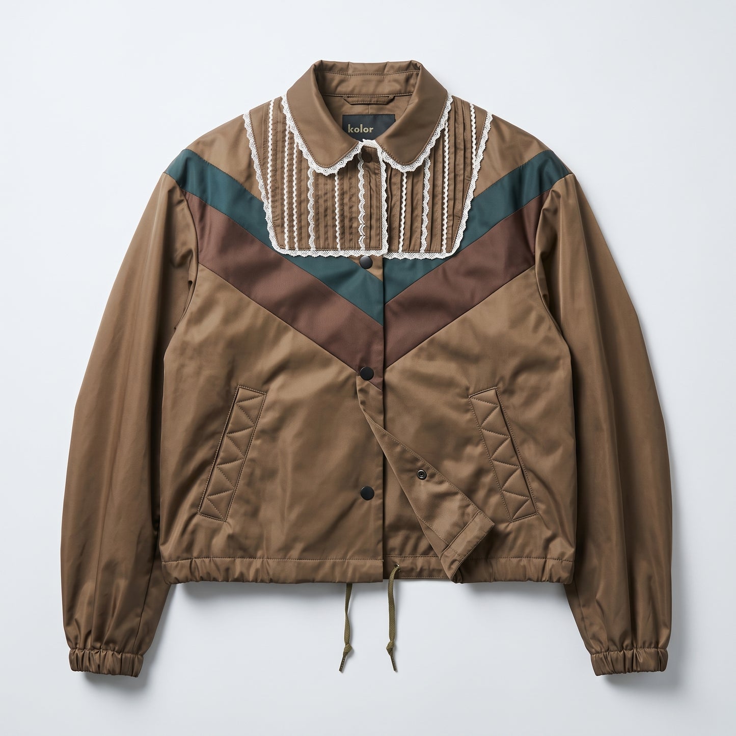 Chevron Lace-Trimmed Technical Jacket