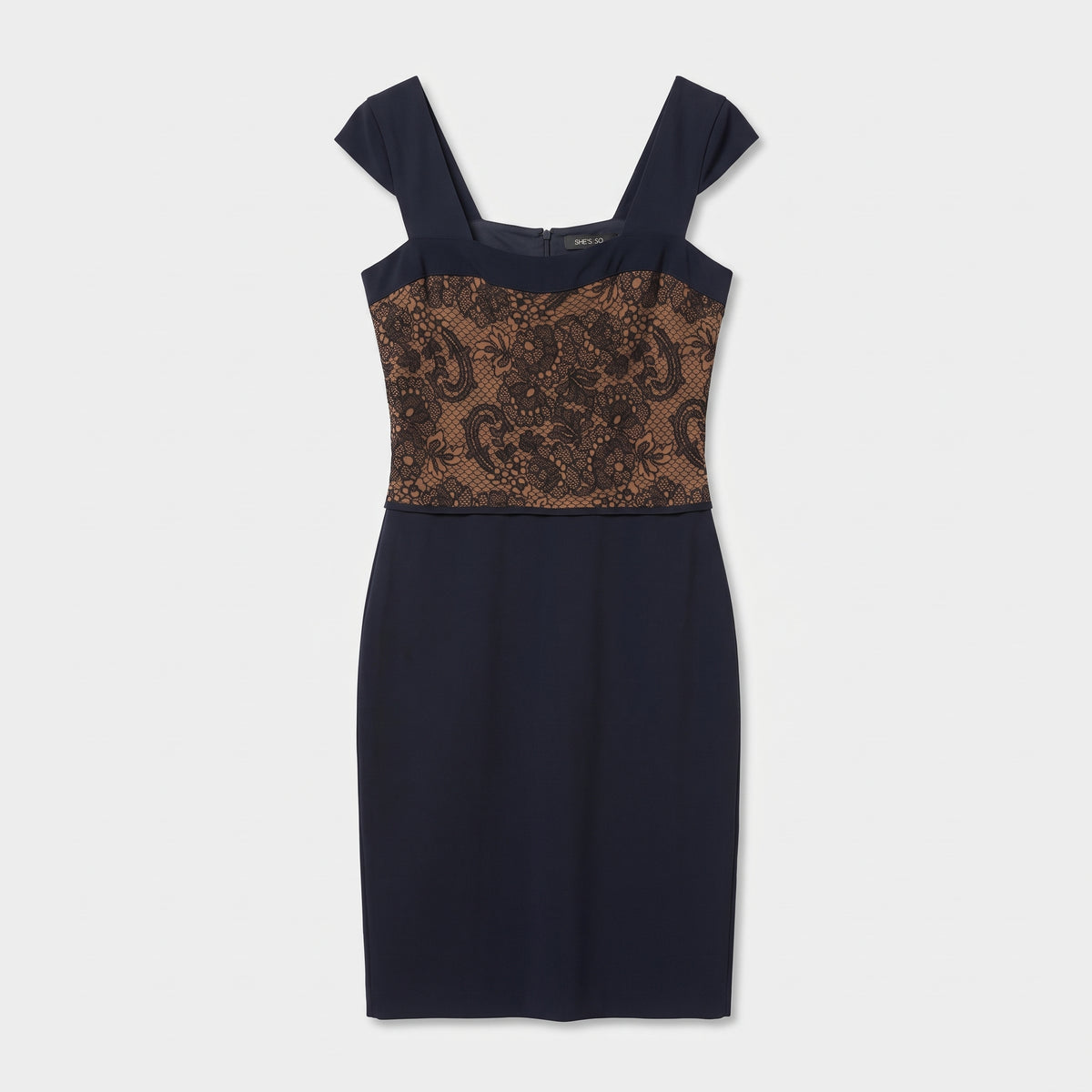 Elegant Lace Contrast Sheath Dress