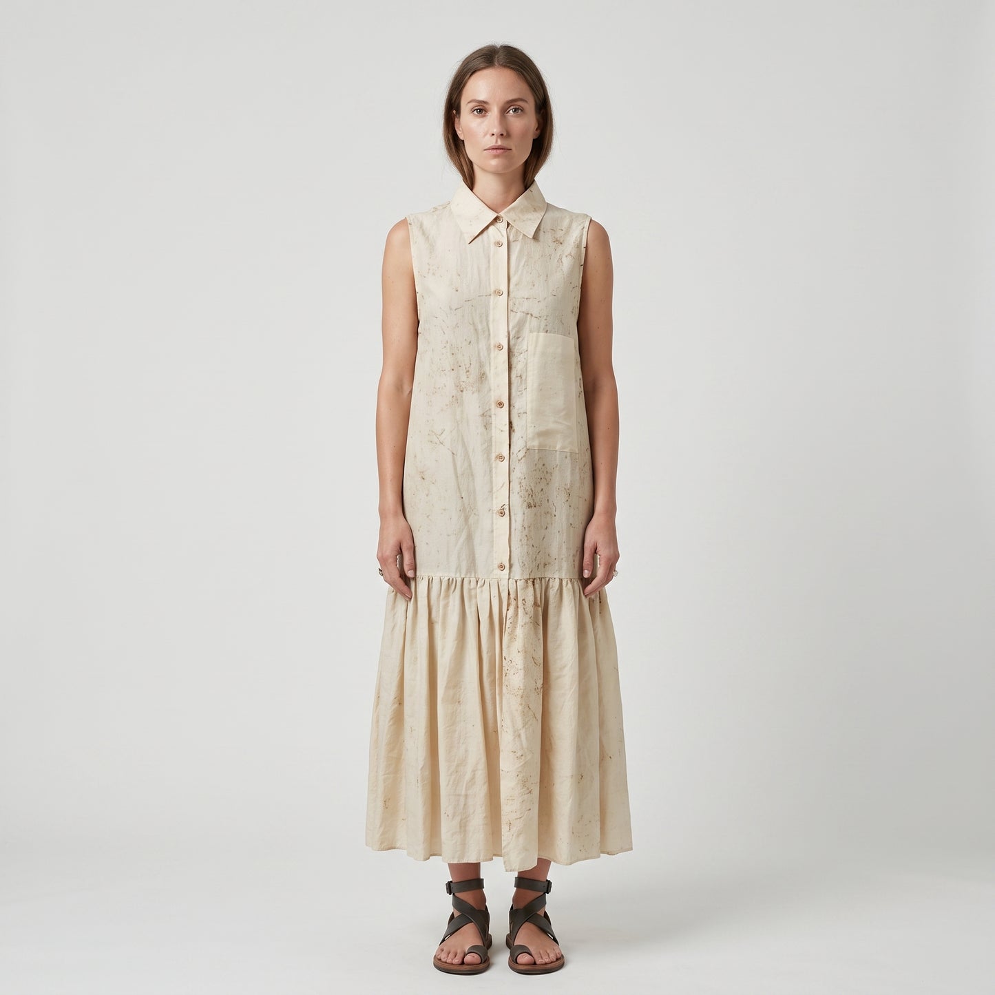Sleeveless Collared Drop-Waist Dress